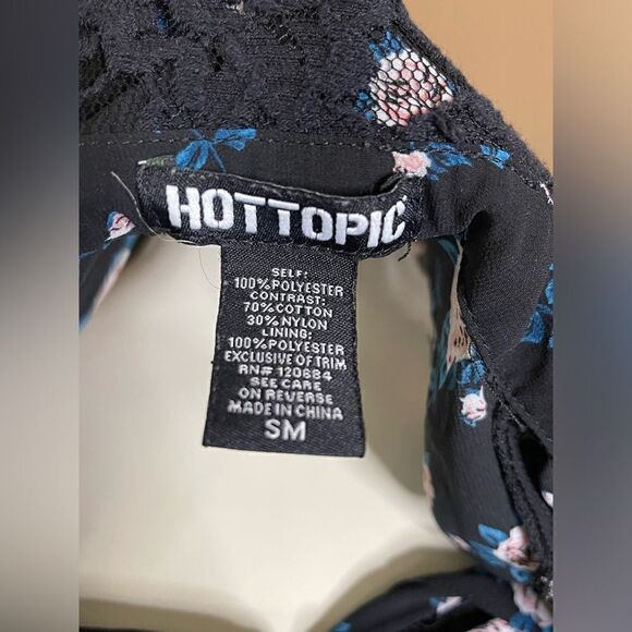 Floral Button-Down Chiffon Lace Collar Dress size xs - Picture 6 of 7